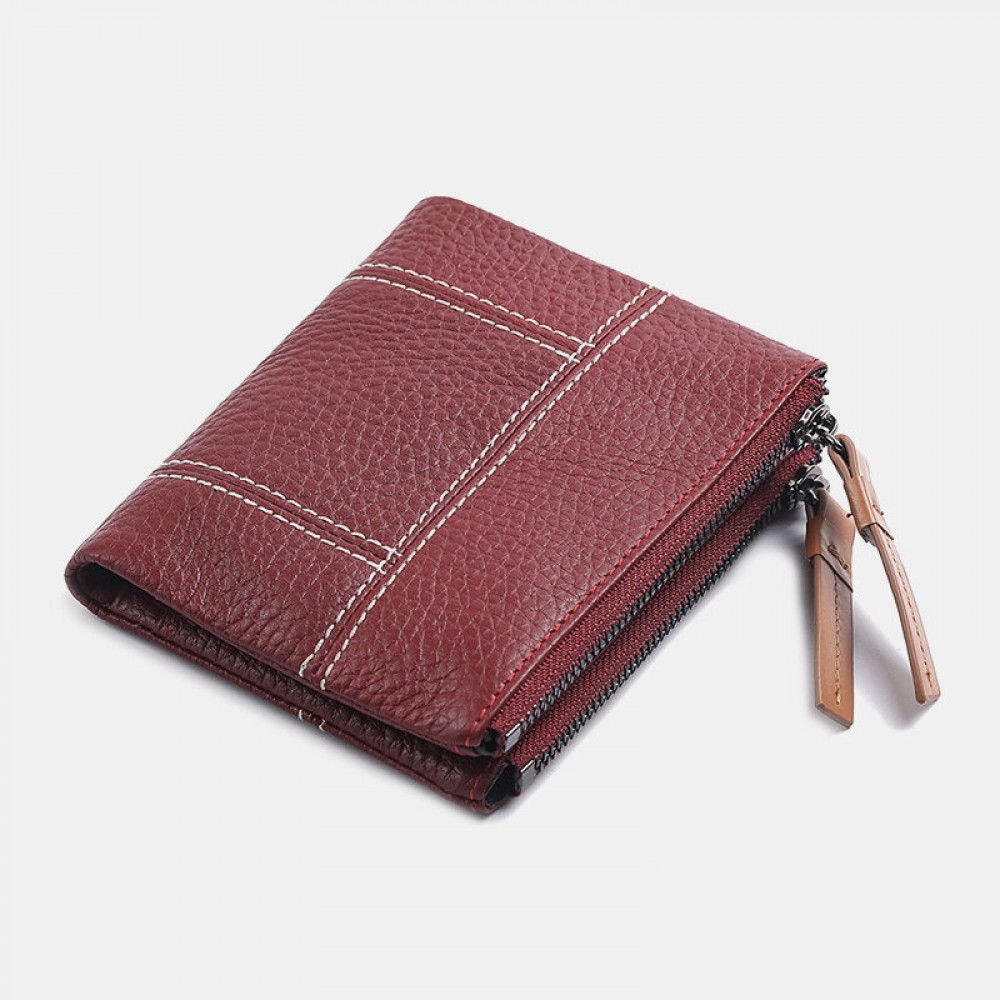 Women Genuine Leather Bifold Hasp Zipper Short Multi-Card Slots Coin Purse Money Clip Wallet Women Genuine Leather Bifold Hasp Zipper Short Multi-Card Slots Coin Purse Money Clip Wallet