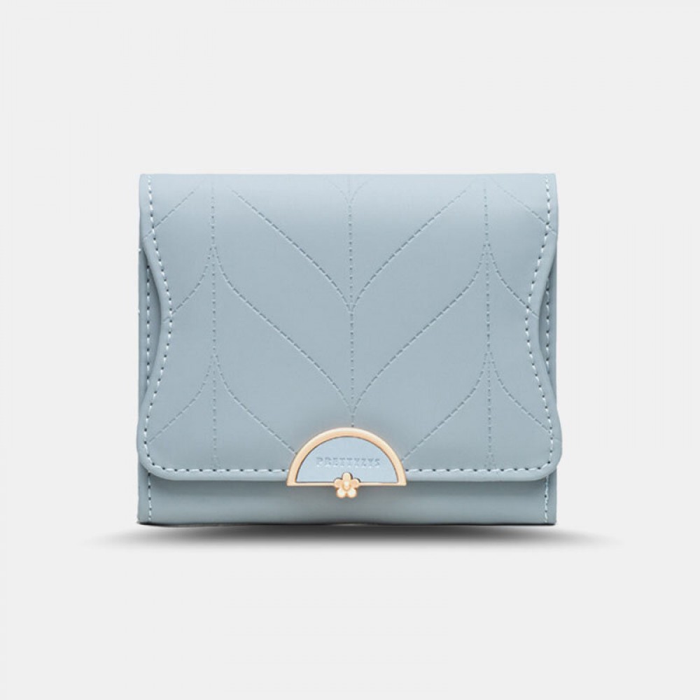 Women Trifold Short Wallet Leaf Line Design Simple Folding Money Clip Multi-card Slot Card Holder Women Trifold Short Wallet Leaf Line Design Simple Folding Money Clip Multi-card Slot Card Holder