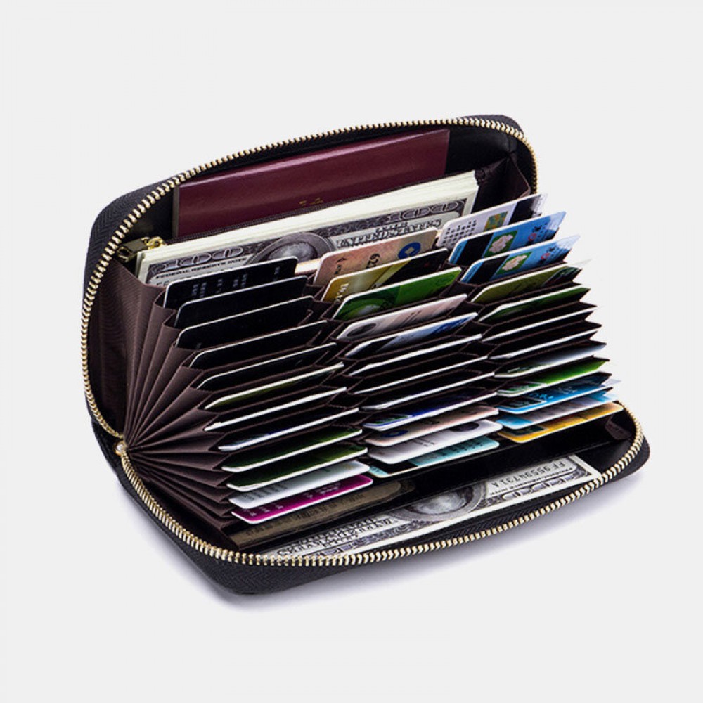 Women Genuine Leather RFID Organ Design Multi-card Slot Clutch Purse Long Wallet Women Genuine Leather RFID Organ Design Multi-card Slot Clutch Purse Long Wallet