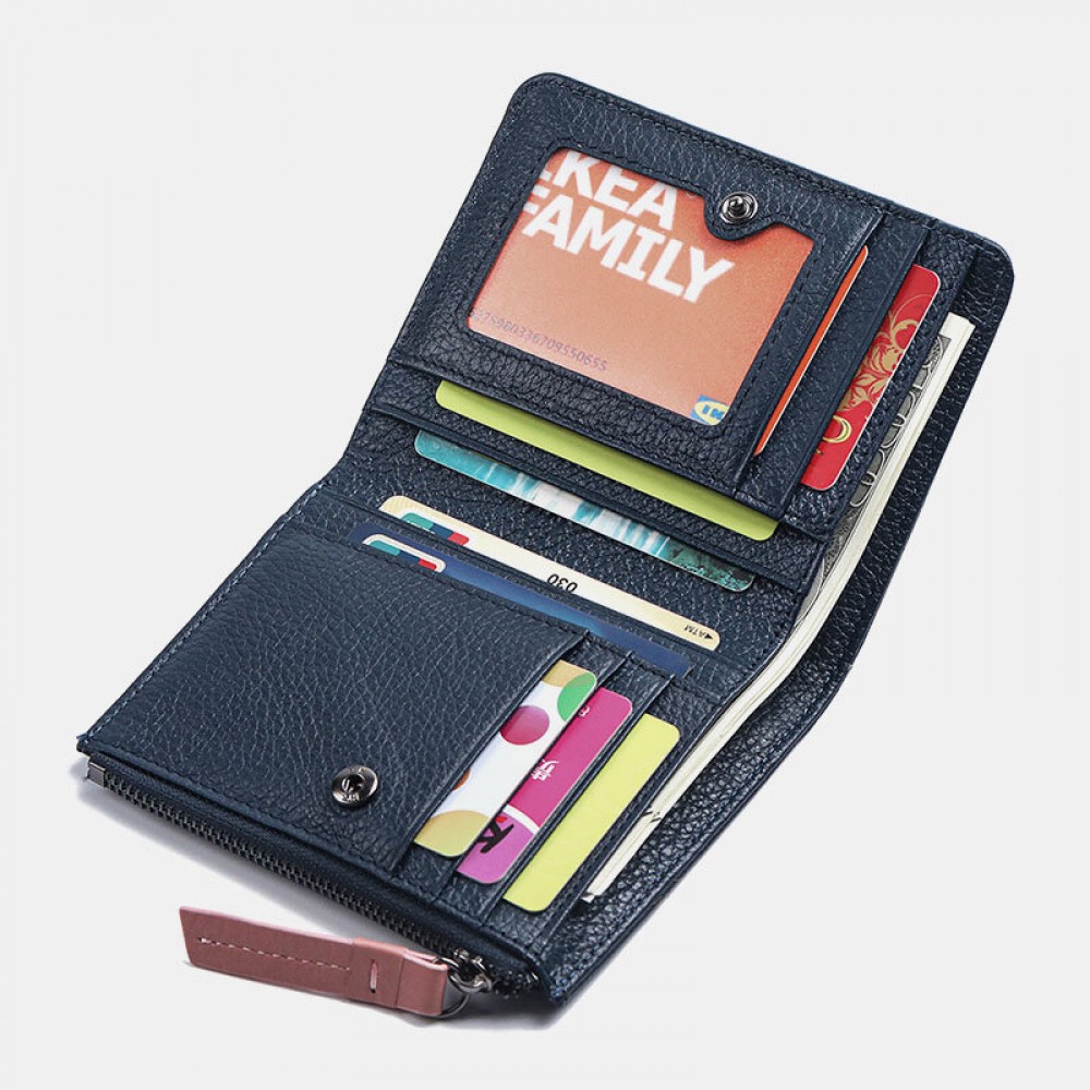 Women Genuine Leather Bifold Hasp Zipper Multifunction Coin Purse Money Clip Short Wallet Women Genuine Leather Bifold Hasp Zipper Multifunction Coin Purse Money Clip Short Wallet