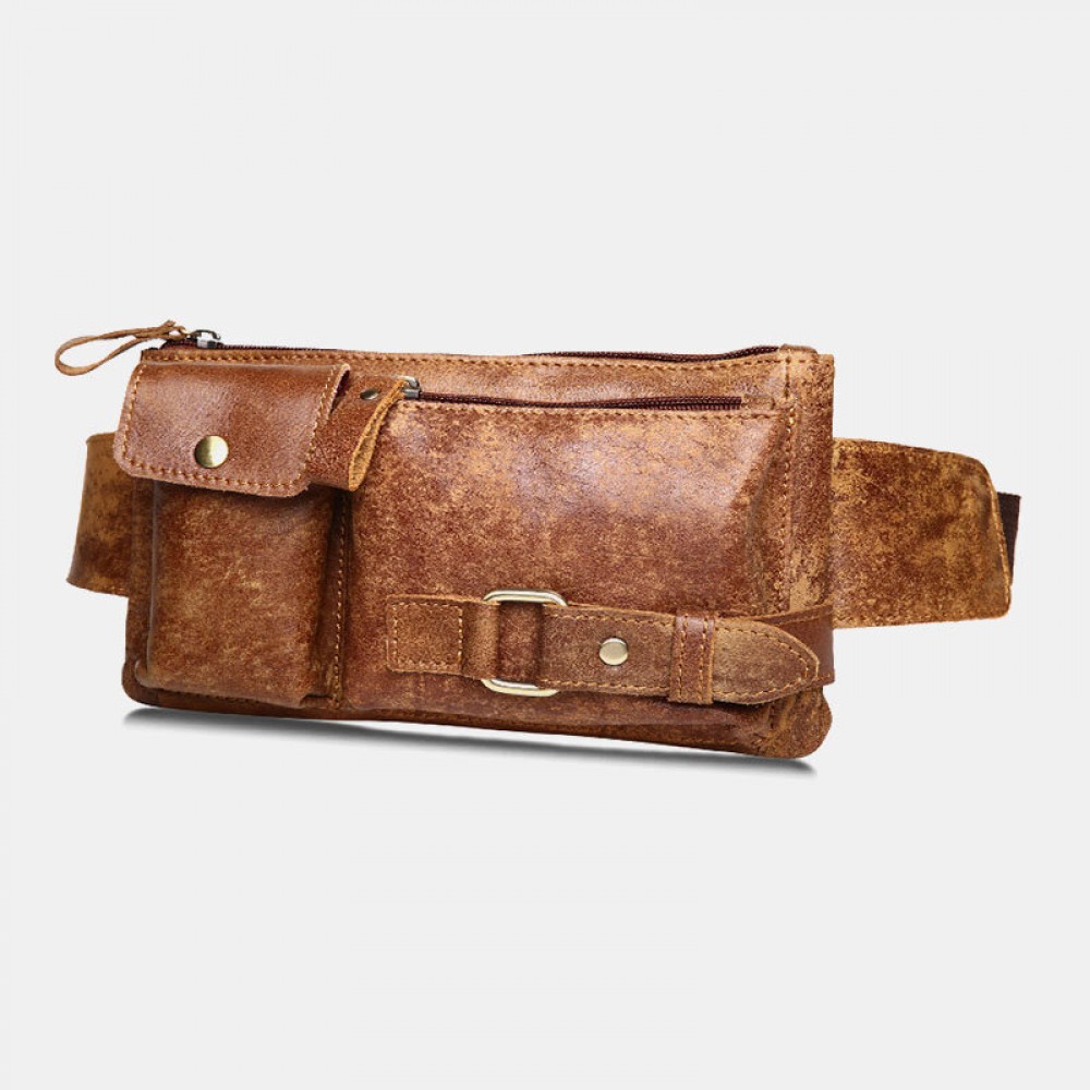 Men Genuine Leather Business Outdoor Retro Multi-carry Leather 6.3 Inch Phone Bag Waist Bag Chest Bag Men Genuine Leather Business Outdoor Retro Multi-carry Leather 6.3 Inch Phone Bag Waist Bag Chest Bag