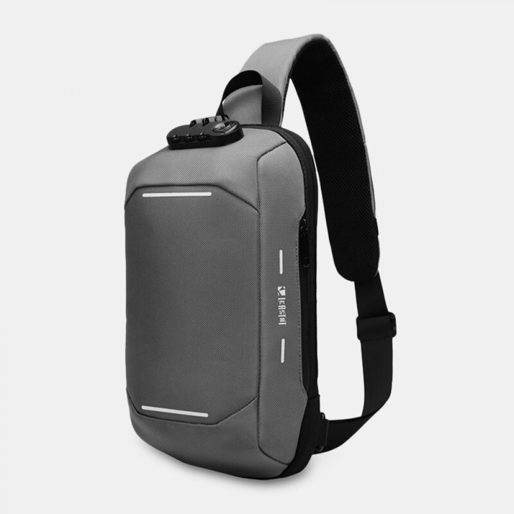 Men Oxford Password Lock Anti-theft Reflective Strip Design Waterproof Multi-pockets Crossbody Sling Bag Chest Bag Men Oxford Password Lock Anti-theft Reflective Strip Design Waterproof Multi-pockets Crossbody Sling Bag Chest Bag