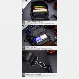 Men Genuine Leather Cowhide Contrast Color Retro Fashion Chets Bag Crossbody Bag