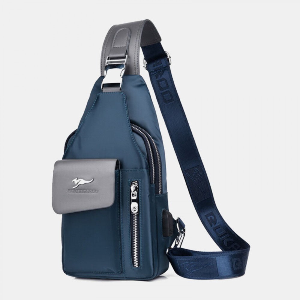 Men Oxford USB Charging Headphone Hole Design Chest Bag Multifunction Multi-pocket Waterproof Crossbody Shoulder Bag Men Oxford USB Charging Headphone Hole Design Chest Bag Multifunction Multi-pocket Waterproof Crossbody Shoulder Bag