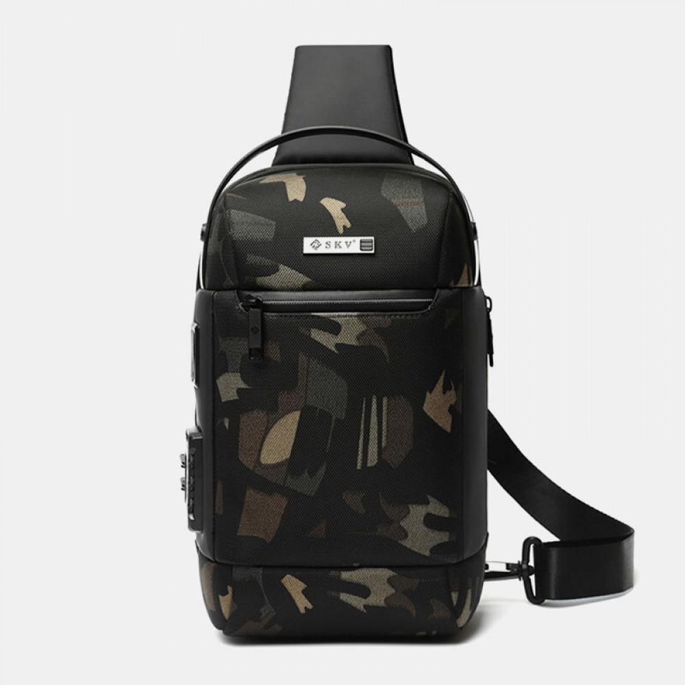 Men Oxford Anti-theft Code Lock Design Waterproof Chest Bag Large Capacity USB Charging Multifunction Crossbody Bag Shoulder Bag Men Oxford Anti-theft Code Lock Design Waterproof Chest Bag Large Capacity USB Charging Multifunction Crossbody Bag Shoulder Bag