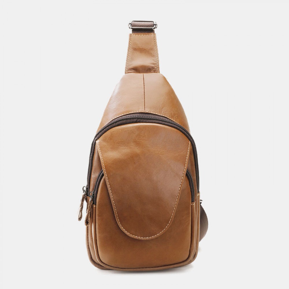 Men First Layer Cowhide Casual Fashion Large Capacity Chest Bag Crossbody Bag Men First Layer Cowhide Casual Fashion Large Capacity Chest Bag Crossbody Bag