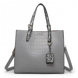 Women Fashion Vintage Stone Crocodile Pattern Ladies Bag Solid Handbag Shoulder Bag