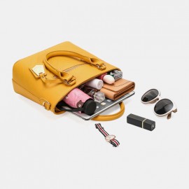 Women Solid Multi-pocket Commuter Satchel Crossbody Bag Shoulder Bag Handbag