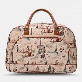 Women PU Leather Large Capacity Travel Weekender Overnight Carry-on Duffel Bag Wash Bag Handbag