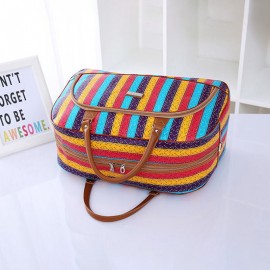 Women PU Leather Large Capacity Travel Weekender Overnight Carry-on Duffel Bag Wash Bag Handbag