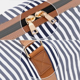 Men Canvas Stripe Pattern Large Capacity Handbag Crossbody Shoulder Bag Travel Bag